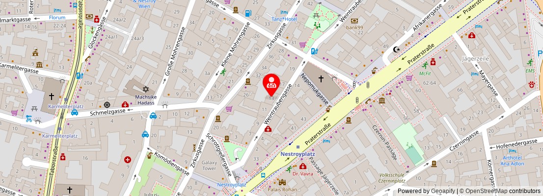 Street map section around the address