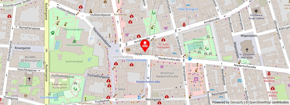 Street map section around the address