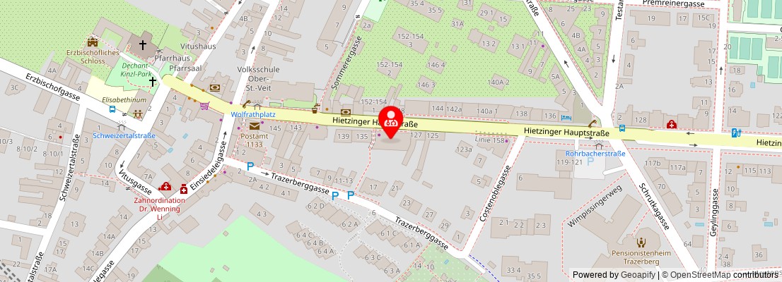 Street map section around the address