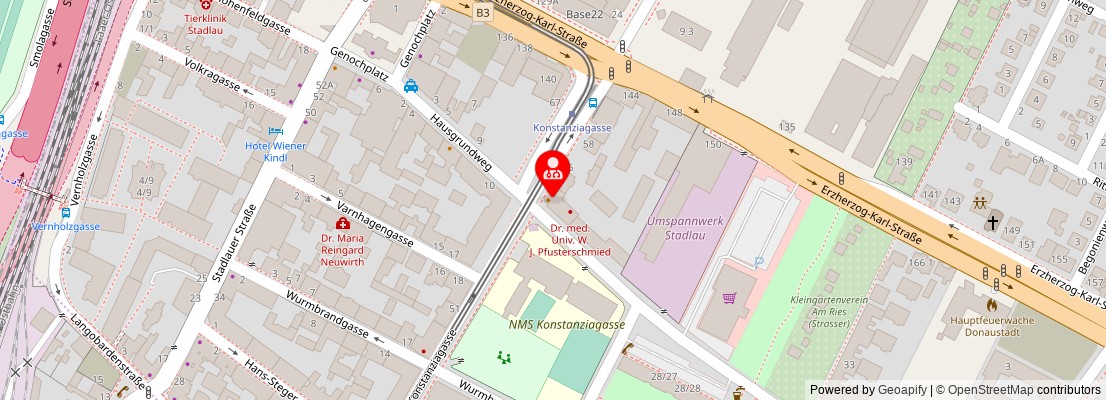 Street map section around the address