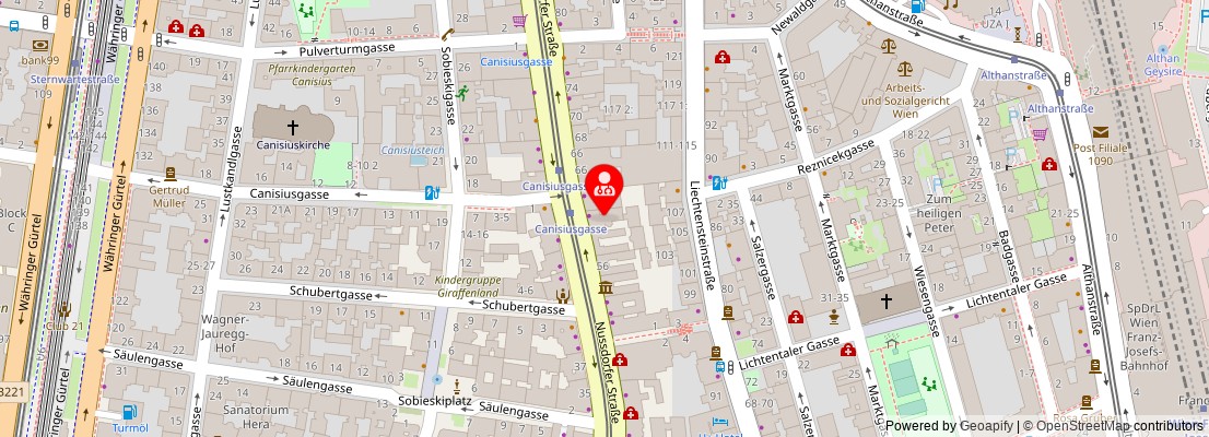 Street map section around the address