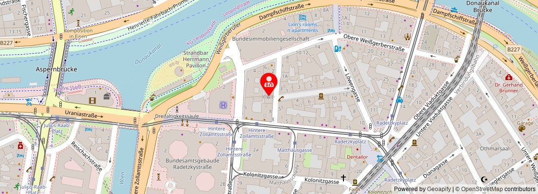 Street map section around the address