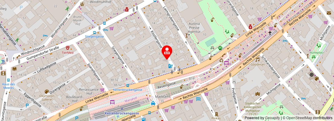 Street map section around the address