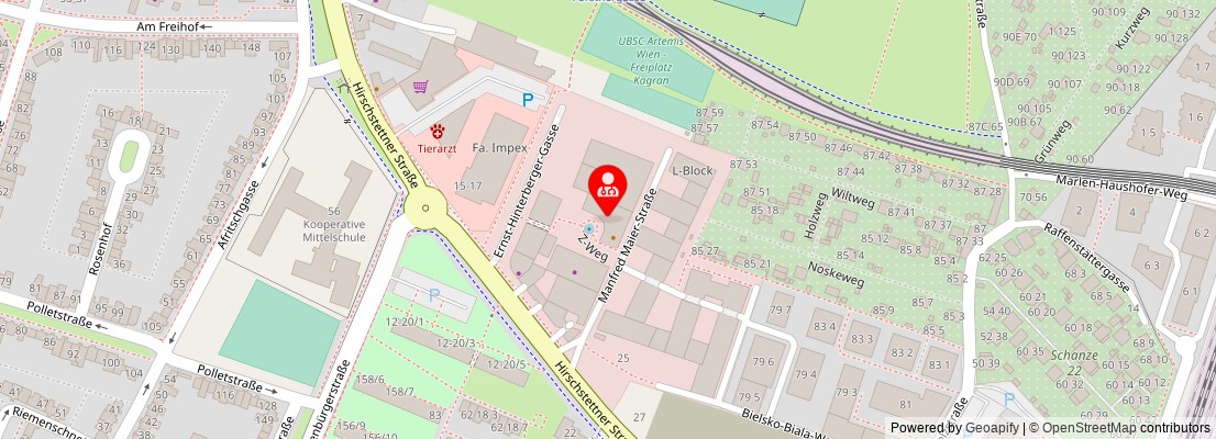 Street map section around the address