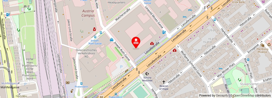 Street map section around the address