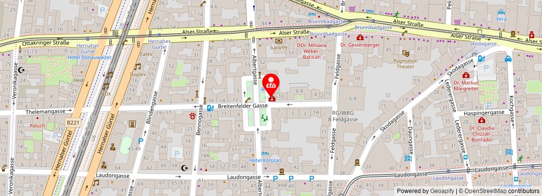 Street map section around the address