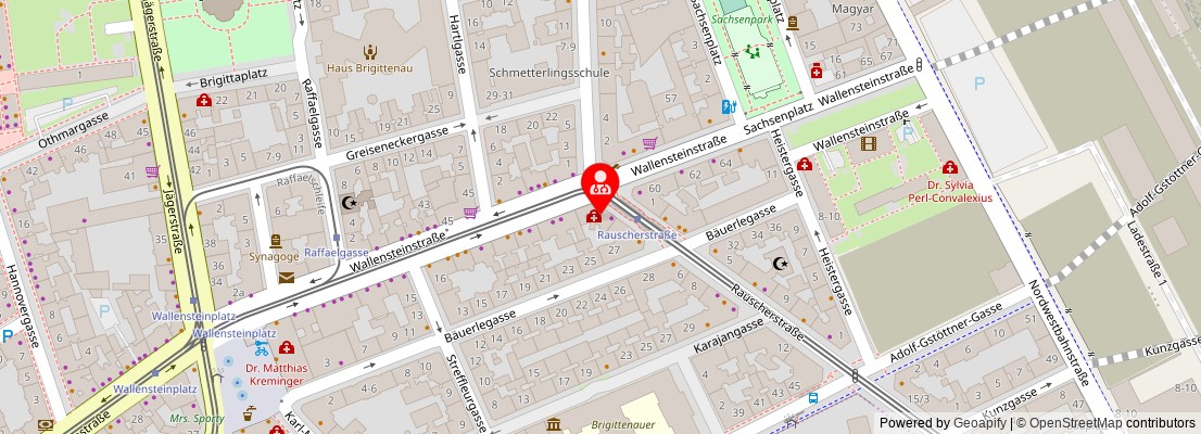 Street map section around the address