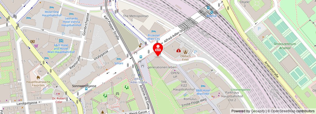 Street map section around the address