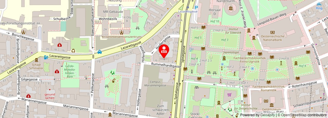 Street map section around the address