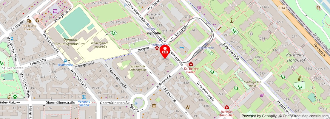 Street map section around the address