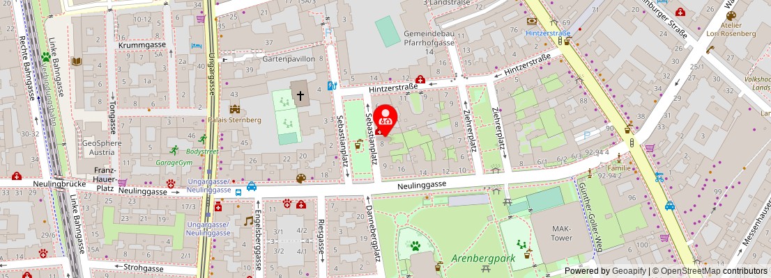 Street map section around the address