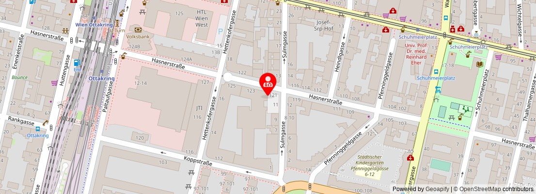 Street map section around the address