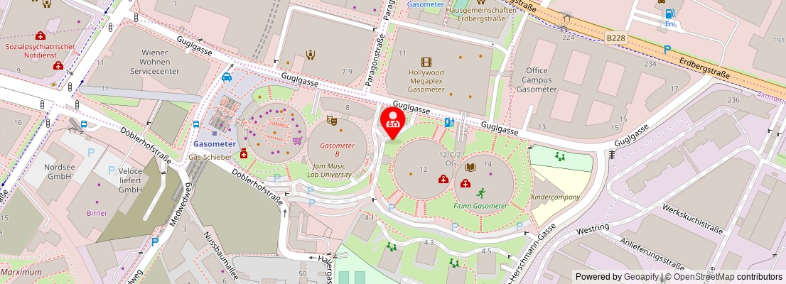 Street map section around the address