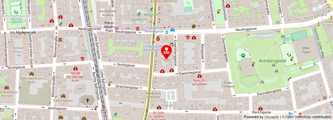 Street map section around the address