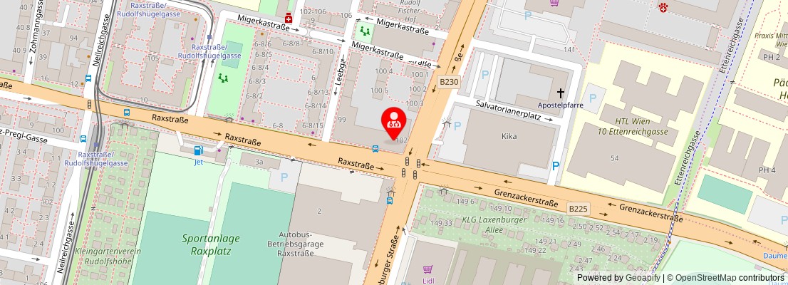 Street map section around the address
