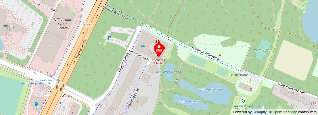Street map section around the address