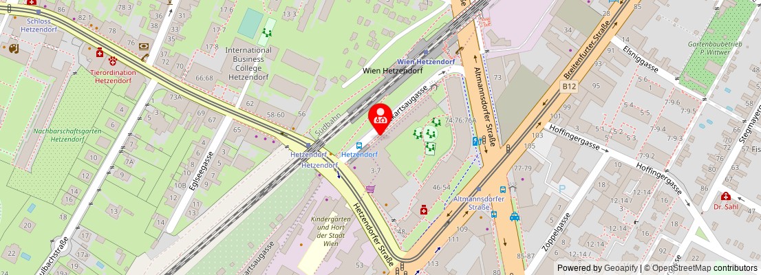 Street map section around the address