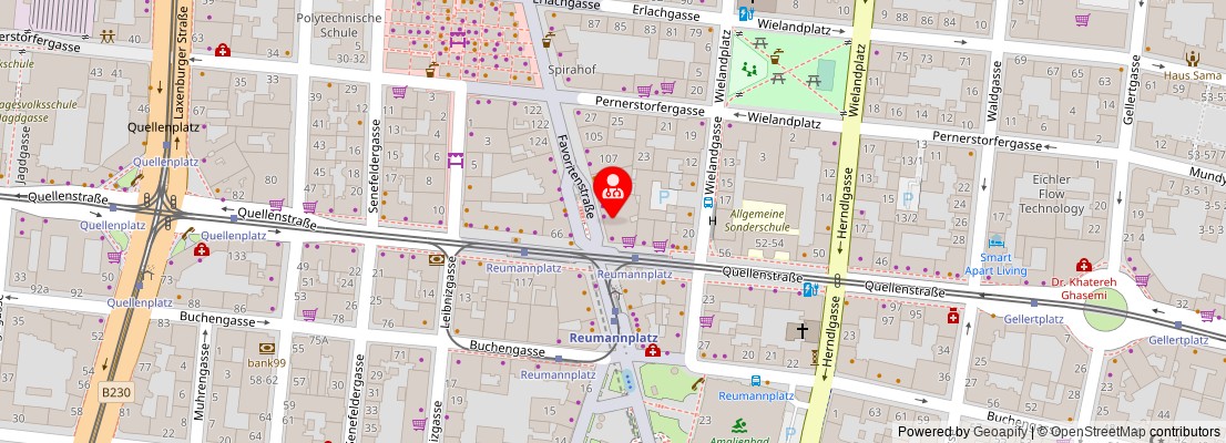 Street map section around the address