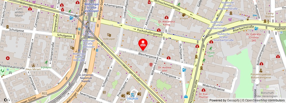 Street map section around the address