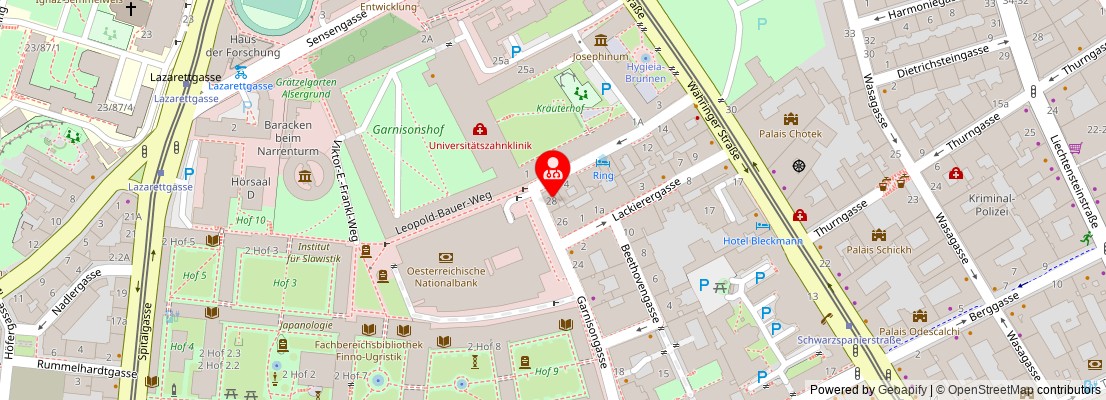 Street map section around the address