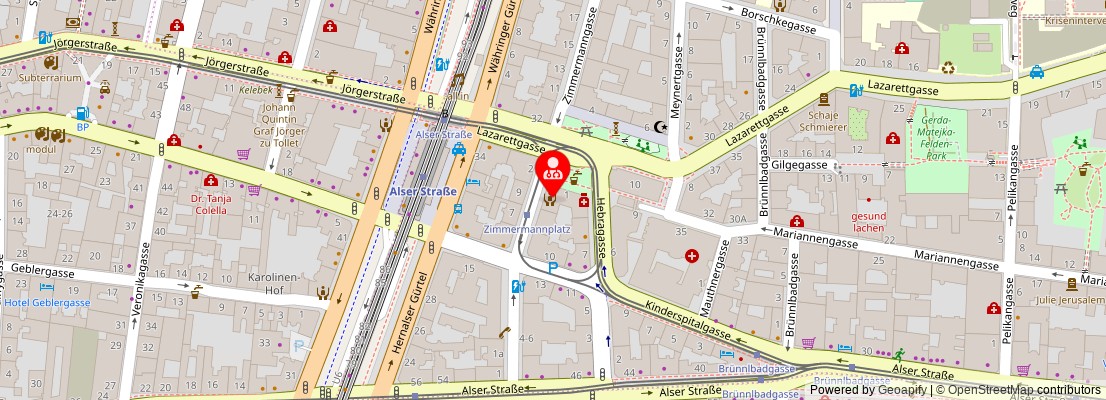 Street map section around the address