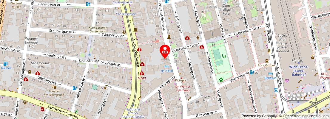 Street map section around the address