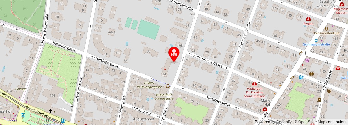 Street map section around the address