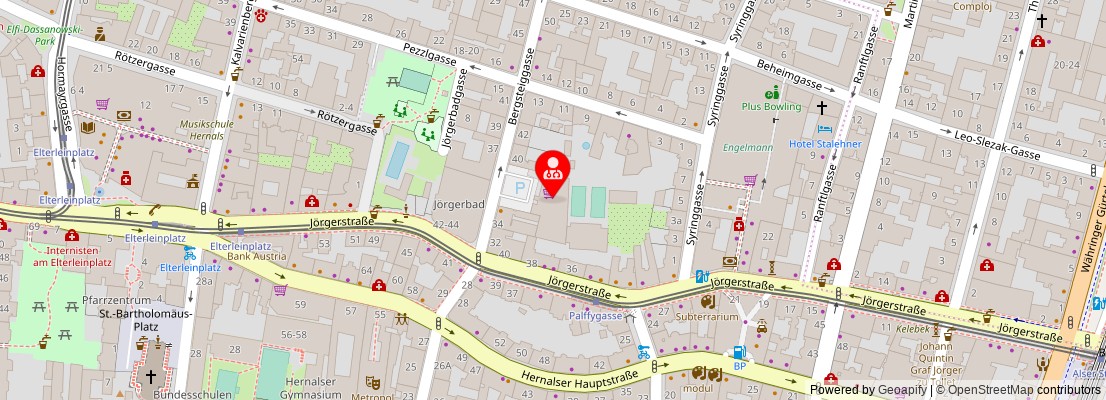 Street map section around the address