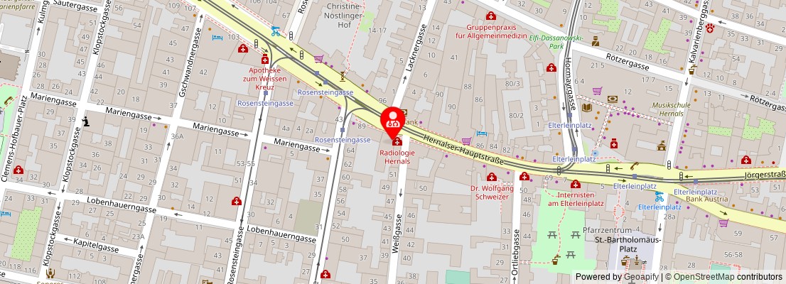 Street map section around the address