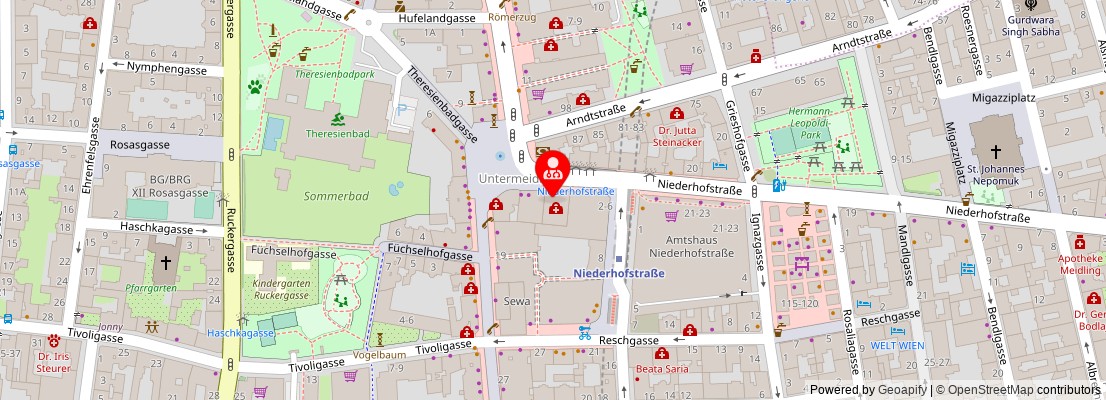 Street map section around the address
