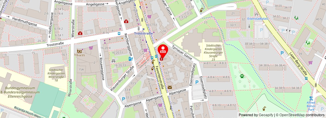 Street map section around the address