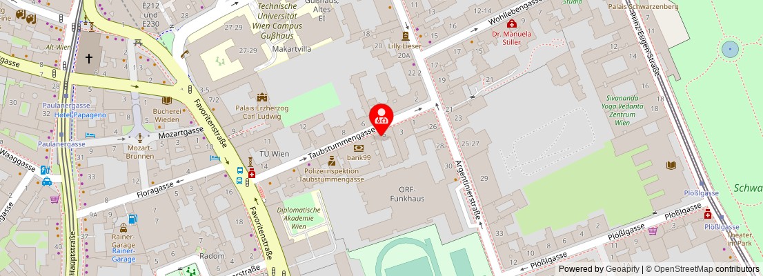 Street map section around the address