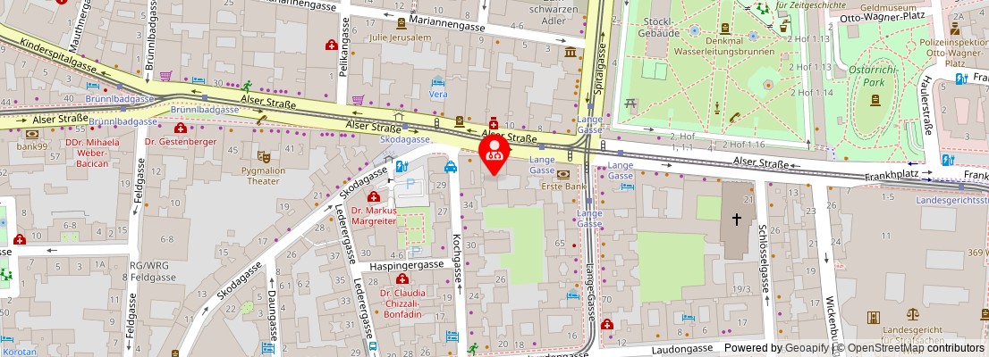 Street map section around the address