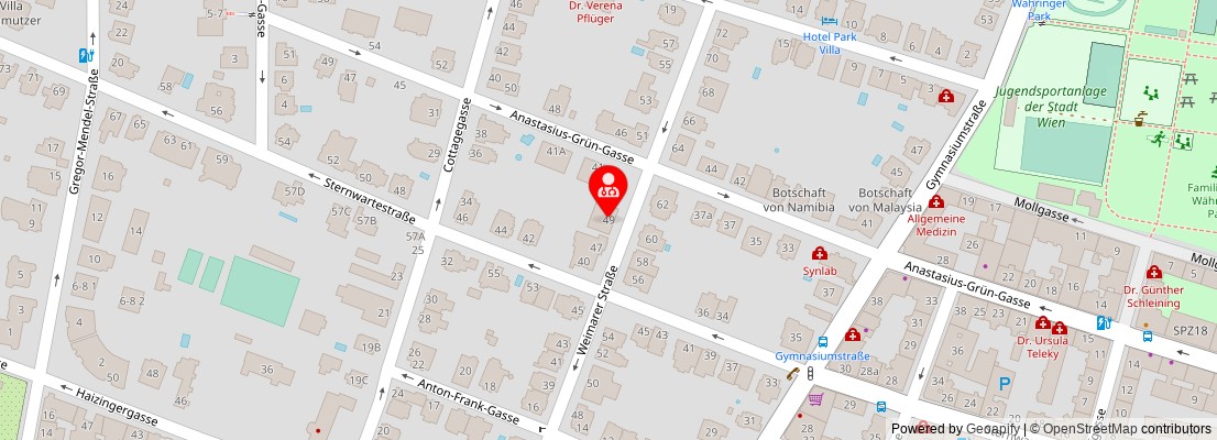 Street map section around the address