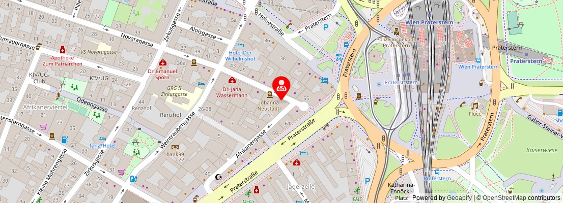 Street map section around the address