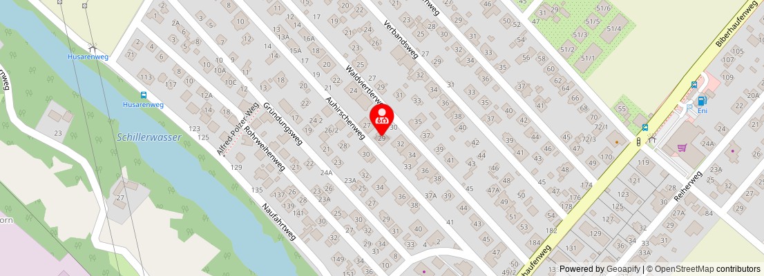 Street map section around the address