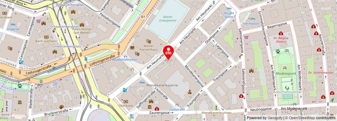 Street map section around the address