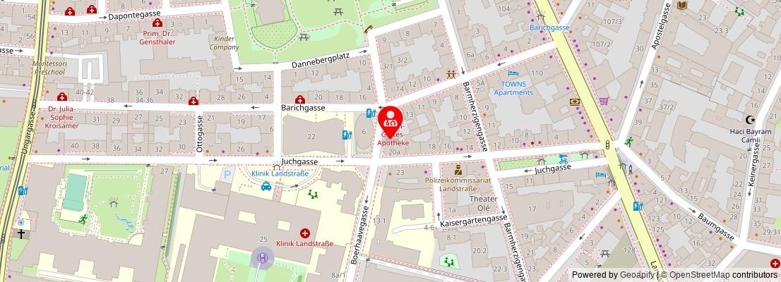 Street map section around the address
