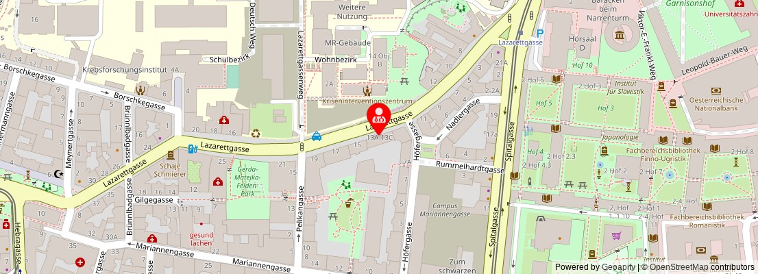 Street map section around the address