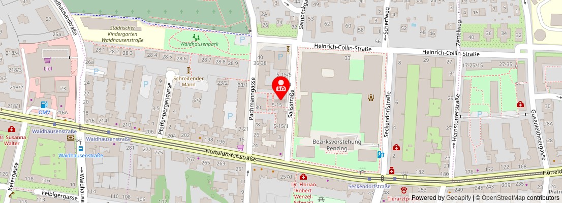 Street map section around the address