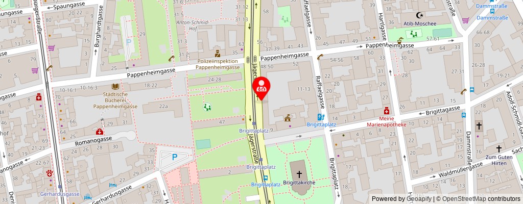 Street map section around the address