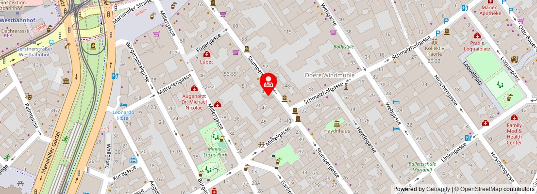 Street map section around the address