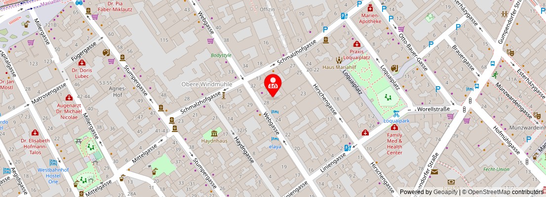 Street map section around the address