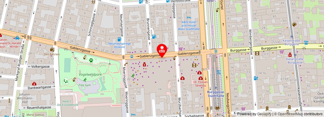 Street map section around the address