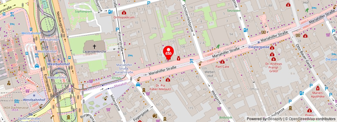 Street map section around the address