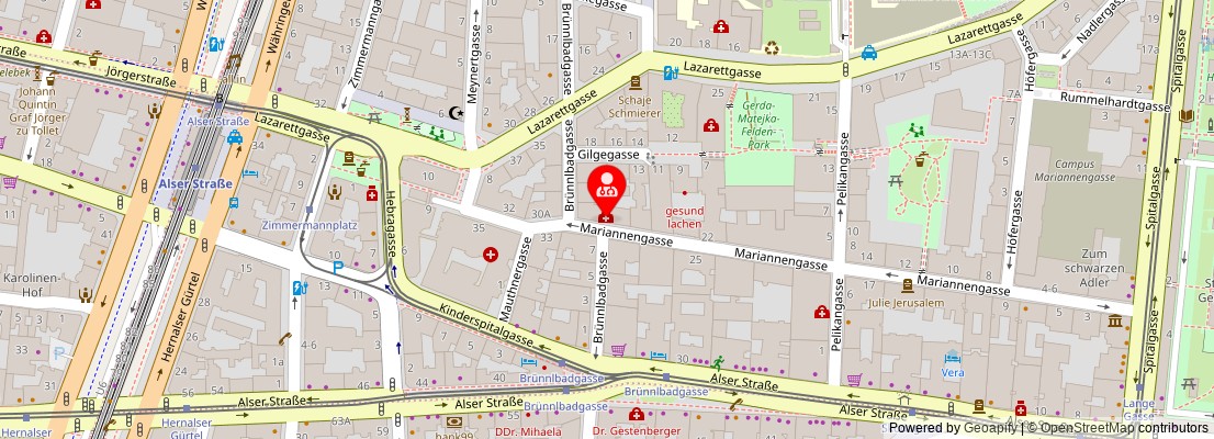 Street map section around the address