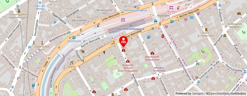 Street map section around the address