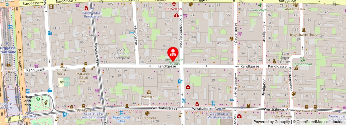 Street map section around the address