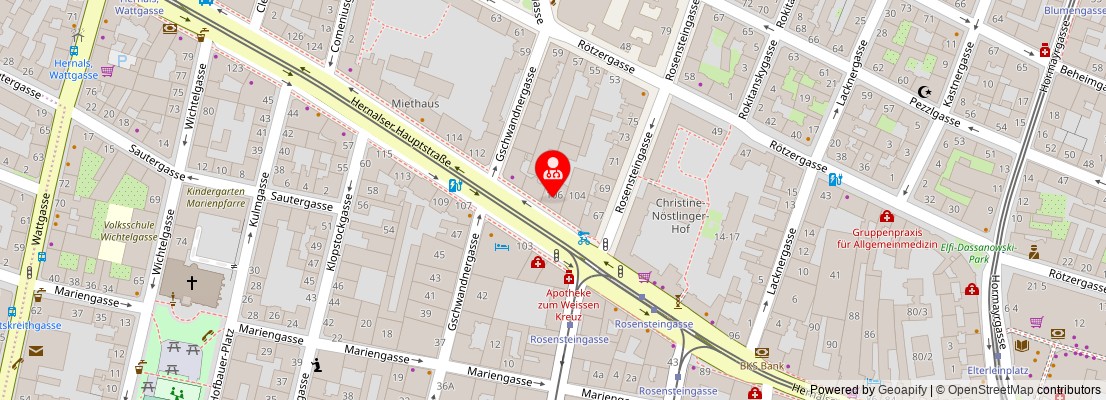 Street map section around the address