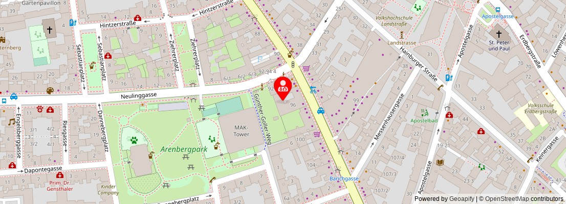 Street map section around the address